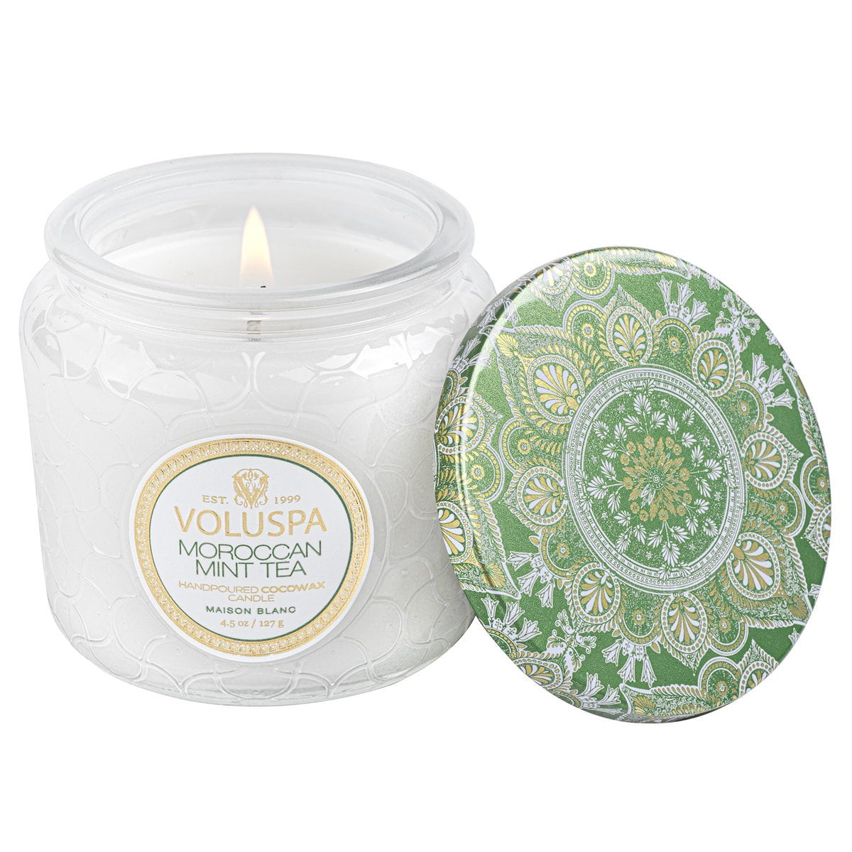 VOLUSPA Maison Blanc Petite Jar Candle - Eucalyptus & White Sage Scent (35-Hour Burn)