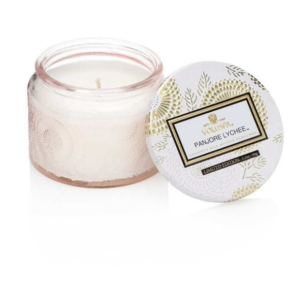 Voluspa Petite Panjore Lychee Glass Jar Candle, 3.2 Ounce