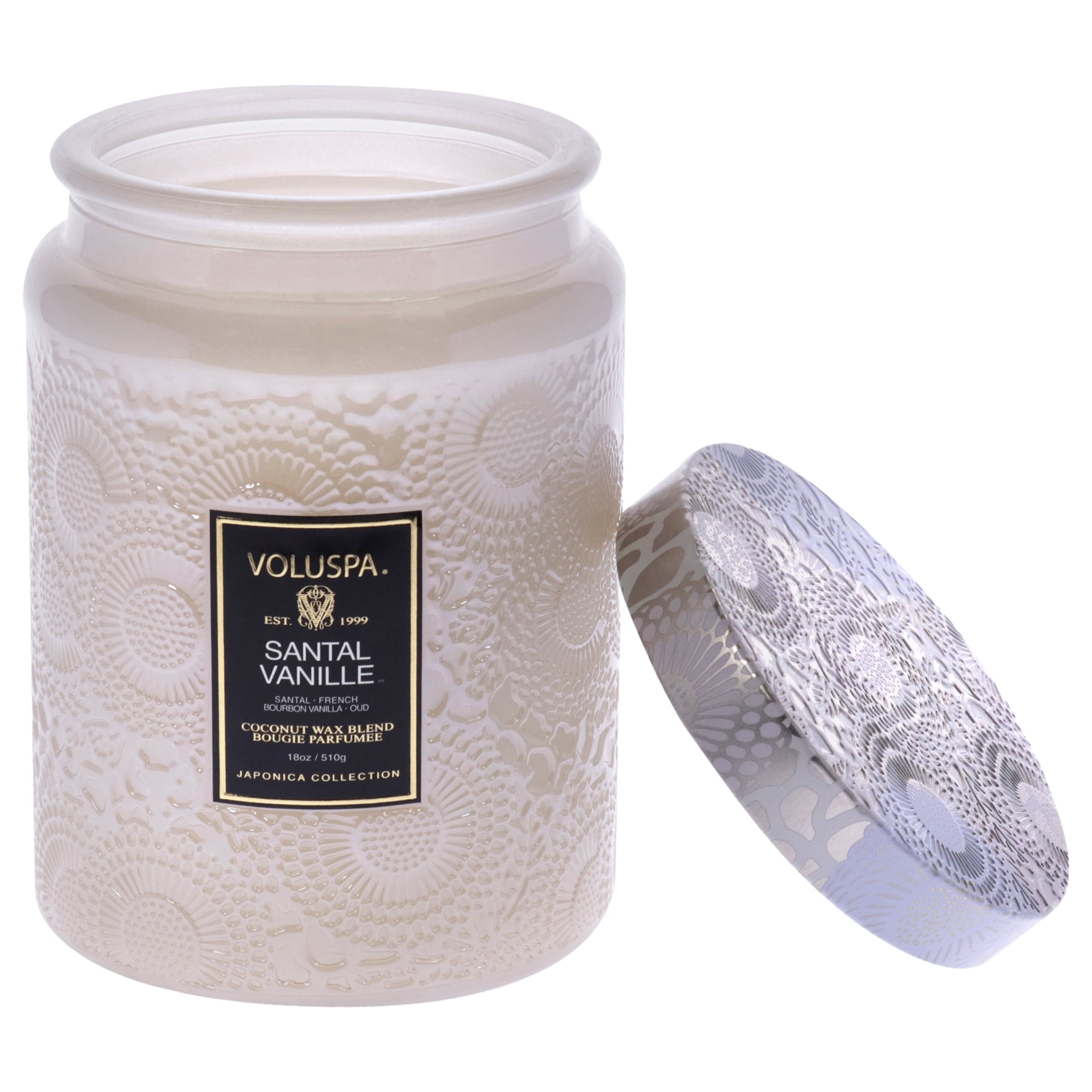 Santal Vanille Embossed Glass Jar Candle with Coconut Wax