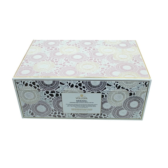 Voluspa Scalloped-Edge Candle and Diffuser - Mokara , 2 Pc 6.2oz Candle, 3.4oz Diffuser