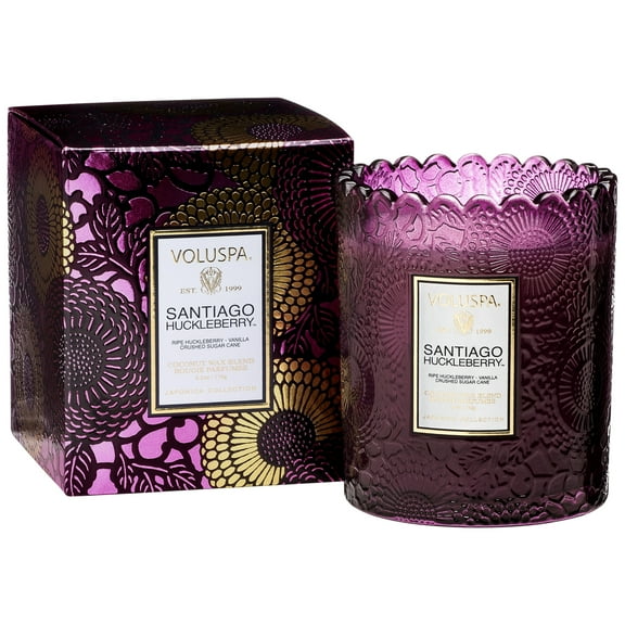 Voluspa Scalloped Edge Glass Candle - Santiago Huckleberry 6.2oz (176g)