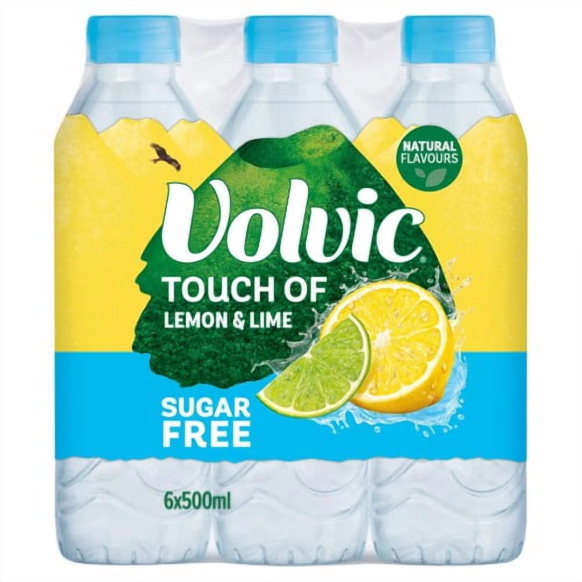 Volvic Touch of Fruit Lemon & Lime Still Flavoured Water Multipack 6 x 500ml, British Import (Pack of 2)