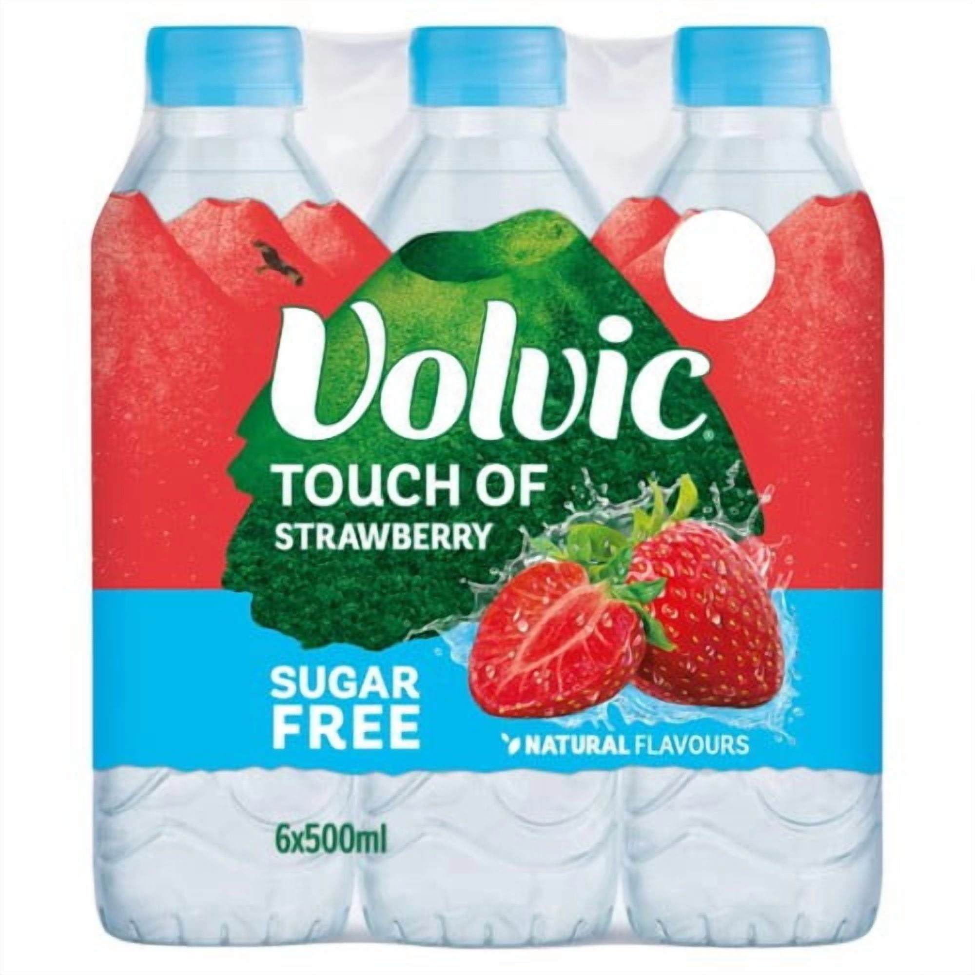 Volvic Touch of Fruit Strawberry Still Flavoured Water Multipack 6 x 500ml, British Import (Pack of 2)