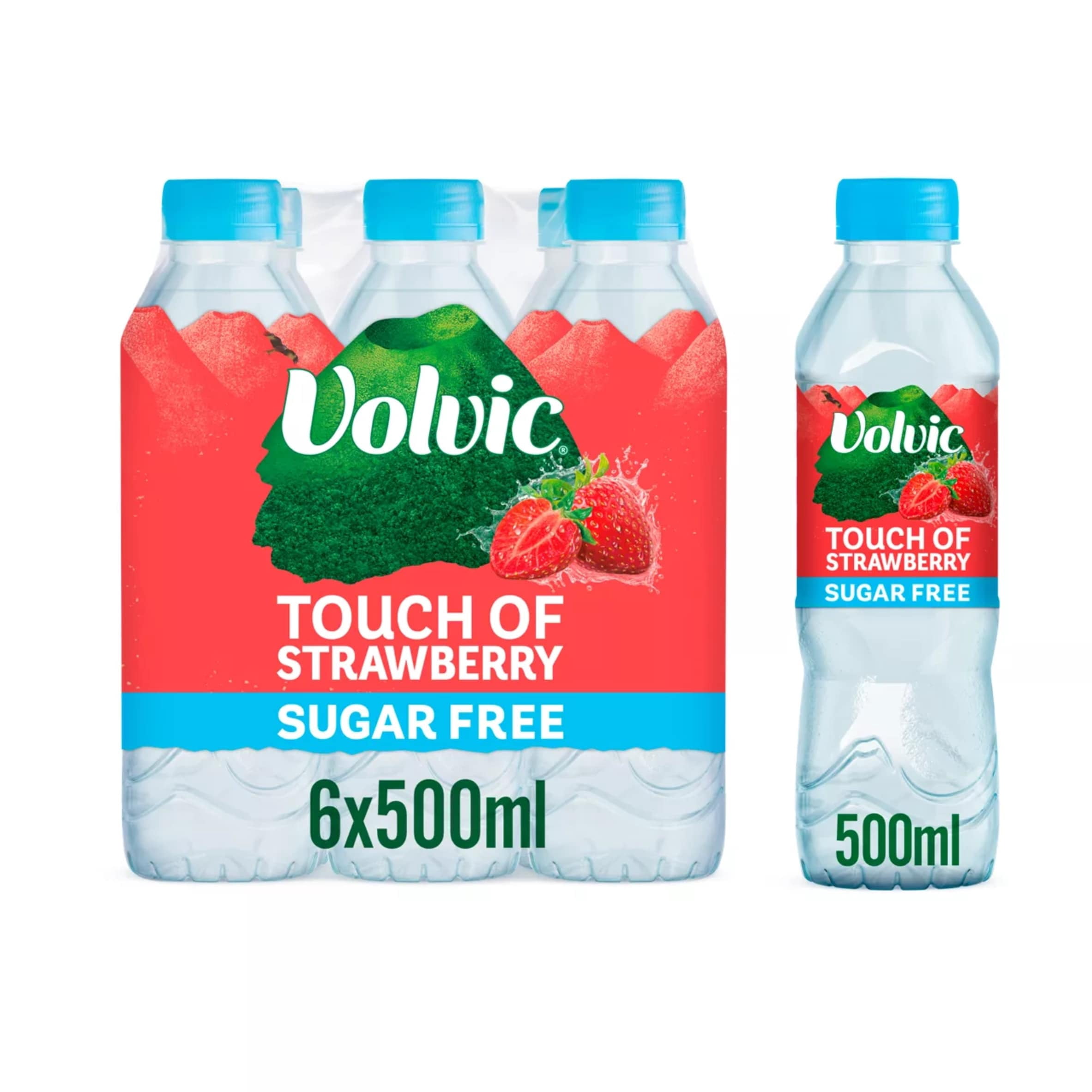 Volvic Touch of Strawberry Sugar Free Flavoured Water 6x500ml, Imported from Britain