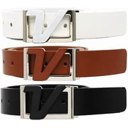 Volvik 100% Genuine Italian Real Solid Leather Belt Strap Free Size up to 46", Unisex, White, Black, and Brown