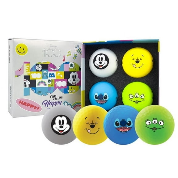 Volvik Disney Vivid Golf Balls [4-Ball] Birthday Pink/White