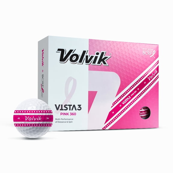 Volvik Vista3 Pink 360 BCRF Golf Balls, 12 Pack Breast Cancer Awareness, 3-Piece Performance Golf Balls
