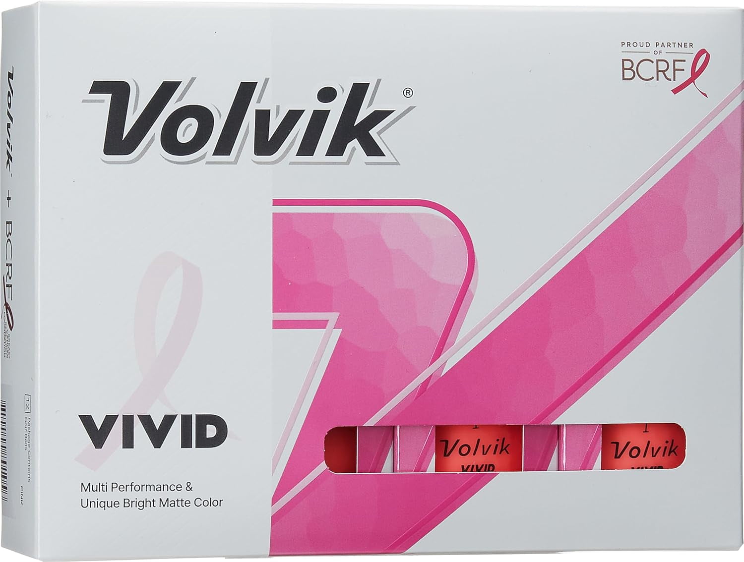 Volvik Vivid BCRF Pink Golf Balls (One Dozen)