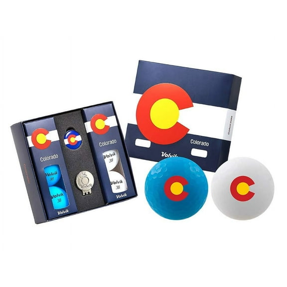 Volvik Vivid Colorado Golf Balls (White/Blue, 4pk) State Edition Gift Set NEW