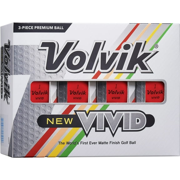 Volvik Vivid Golf Balls, Red, 12 Pack