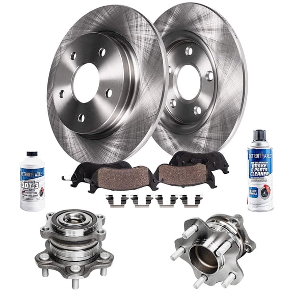 Detroit Axle - Rear Rotors Ceramic Brake Pads Wheel Hub Bearing for 2007-2018 Nissan Altima 2008 2009 2010 2011 2012 2013 2014 2015 2016 2017 Replacement