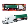 thumbnail image 1 of Volvo VN-780 Truck with Flatbed Trailer and Long Pipes White "Long Haul Truckers" Series 1/32 Diecast Model by New Ray, 1 of 6