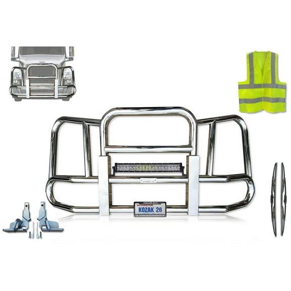 Compatible with VNL 2004-2017 Grille Deer Moose Bumper Guard - Chrome (Kozak Aftermarket)