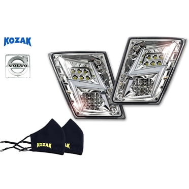Chrome Projector Halogen Headlight Set (Left+Right) For Volvo VNL Semi Trucks 2004-2017 - DOT/SAE