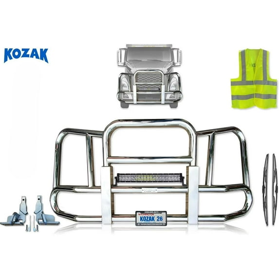 Compatible with Volvo VNL 2018-2025 Front Grille Deer Moose Brush Bumper Guard Large Square PLUS Set of Accessories