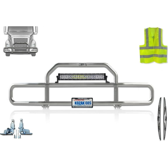 Compatible with Volvo VNL 2018+ Front Grille Deer Moose Bumper Guard - Chrome (Aftermarket)