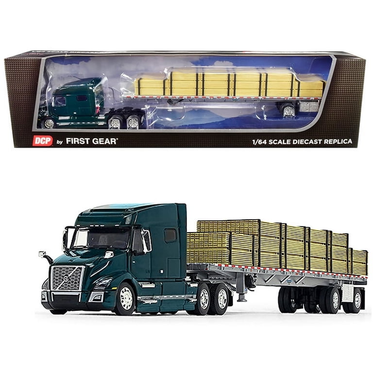 1/64 Volvo VNL 740 Mid-Roof Sleeper With Wilson Flatbed Trailer
