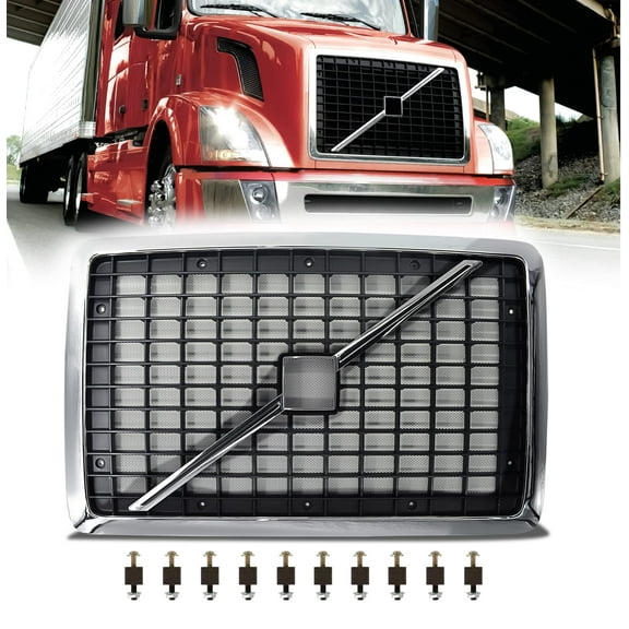 Volvo VNL Chrome Grille with Bug Screen and Stripe 2004-2017 2nd Gen