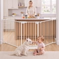 thumbnail image 1 of Vomeast 34.6"-84.2" Extra Wide Baby Safety Gate,Auto Close Pet Dog Gates for Stairs Doorways Fireplace,Anti-Trip Pedal,29.5" Tall,White, 1 of 10