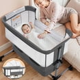 thumbnail image 1 of Vomeast Baby Bassinet Bedside Sleeper with Wheels, Adjustable Height, Storage Basket, Mosquito Net for Newborns Infants, Dark Gray, 1 of 10