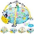 thumbnail image 1 of Vomeast Baby Play Gym, Baby Play Mat with 4 Hanging Toys 30 Balls, Activity Play Mat for Newborn Infant Toddler Age Group 0 to 36 Months (Cartoon Cows), 1 of 8