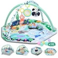 thumbnail image 1 of Vomeast Baby Play Mat, 4 in 1 Baby Gym Activity Mat with Fence & Ball Pit, Tummy Time Mat for Newborn Infant Toddler Girls Boys, 18 Balls (Green), 1 of 9