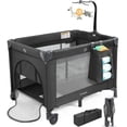 thumbnail image 1 of Vomeast Baby Playard,Portable Baby Bassinet Pack and Play with Mattress and Toy Bar,Foldable Bassinet Crib,0-5 Months,Black, 1 of 13