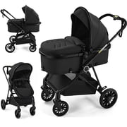 Vomeast Baby Stroller, Foldable Lightweight Travel Stroller, Reversible Seat, 5-Point Harness, Adjustable Canopy, Black