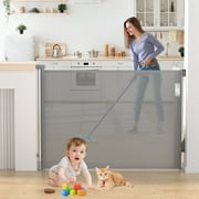 Vomeast Retractable Baby Gates,Extends to 55in Width Extra Wide Baby Gates,Durable Mesh Dog Gate for Doorways Stairs Hallways(Grey)