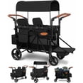 thumbnail image 1 of Vomeast Upgrade Wagon Stroller for 2 Kids, 2-Seater Outdoor Baby Stroller Wagon with Canopy, 5-Point Harness, Adjustable Handle(Black), 1 of 12