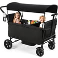 thumbnail image 1 of Vomeast Wagon Stroller for Kids,Spacious 2-Seater Stroller Wagon with Adjustable Canopy,Pull & Push Handle,5-Point Harness,Foldable for Toddlers, Black, 1 of 10