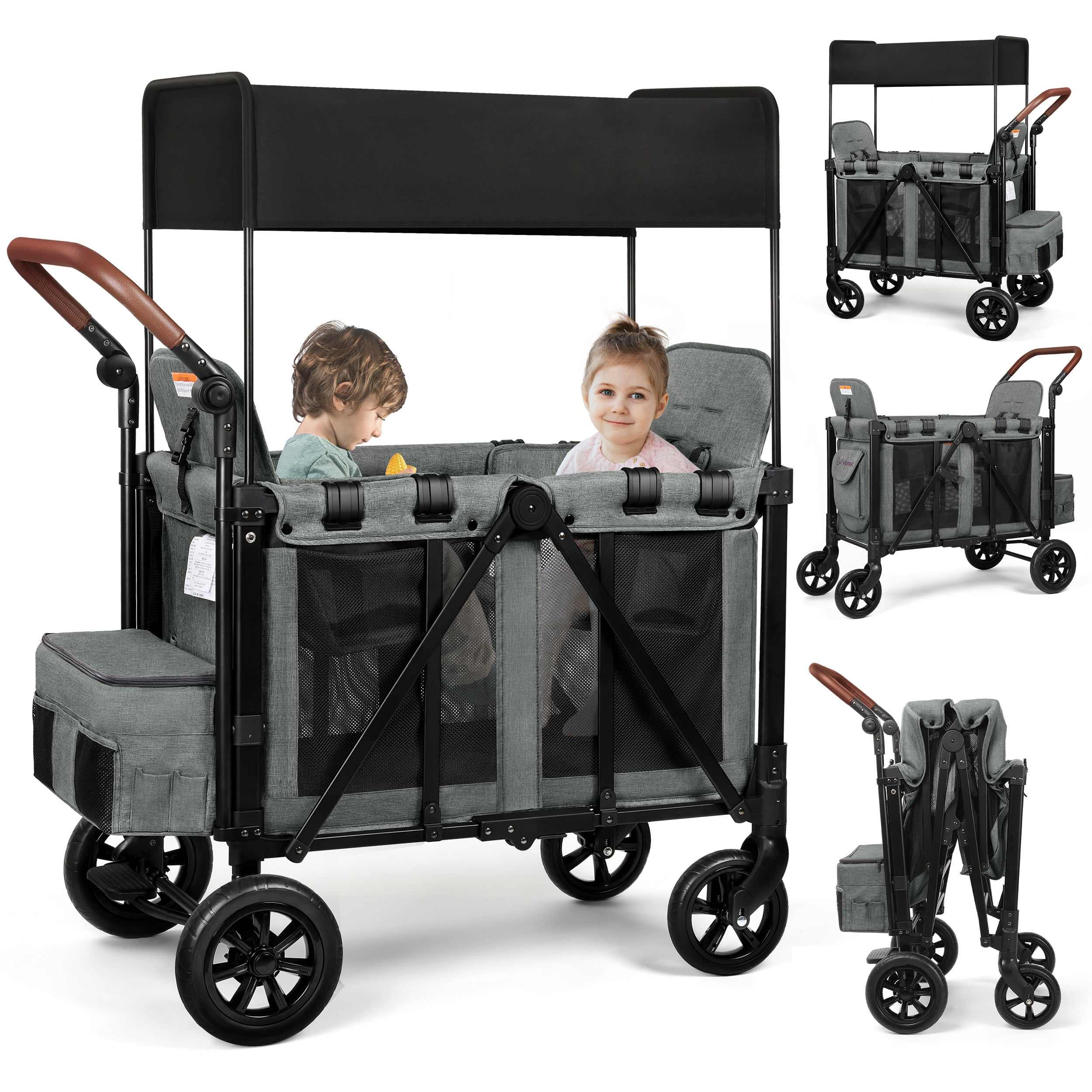 Vomeast Wagon Stroller for 2 Kids, 4-in-1 Wagon St