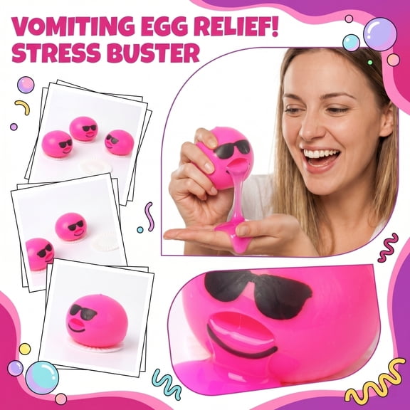Vomiting Egg Stress Relief Squishy Ball  Slow Rising Mochi Squeeze Toy for Anxiety Relief, Focus & Desk Stress Release, Soft Rubber Fidget for Adults, Students & Professionals