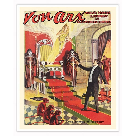 Von Arx World’s Premier Illusionist - The Throne of Mystery - Vintage Magic Poster c.1885 - Fine Art Matte Paper Print (Unframed) 16x20in