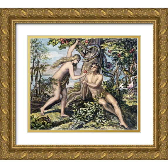 Von Carolsfeld, Julius Schnorr 30x26 Gold Ornate Wood Framed with Double Matting Museum Art Print Titled - Mans Shameful Fall