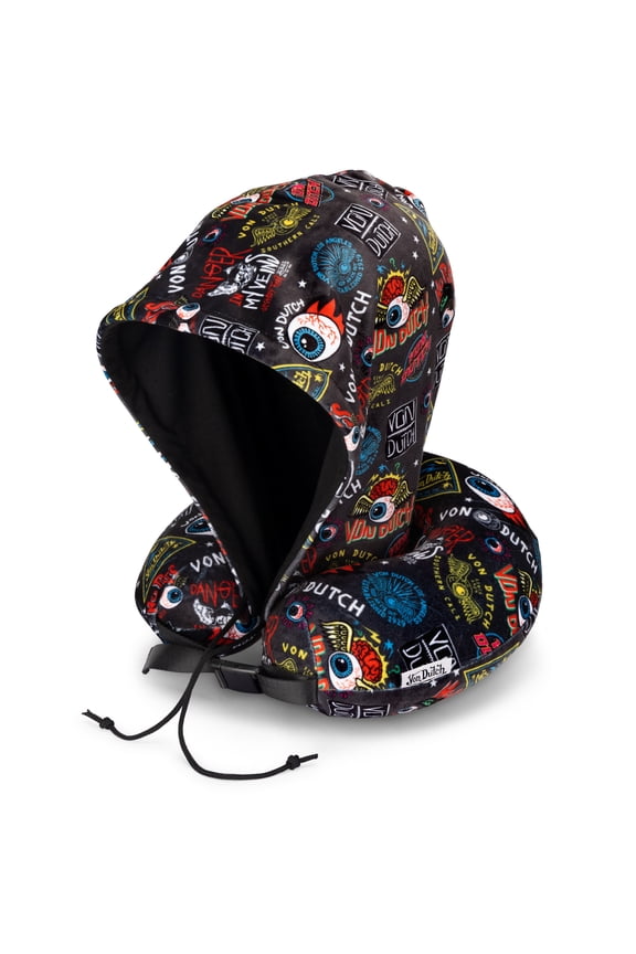 Beige Jax Hooded Memory Foam Travel Neck Pillow