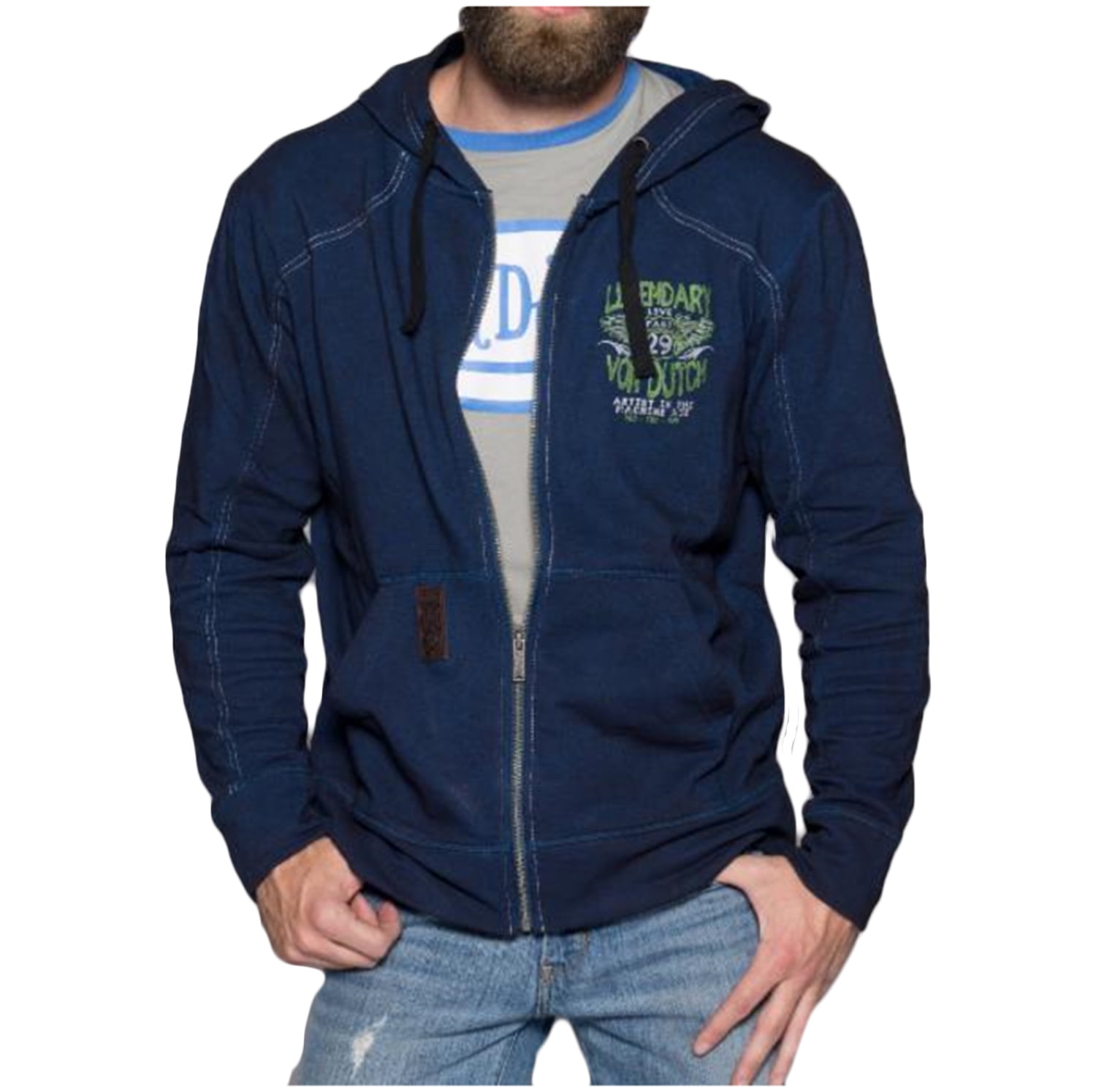 Von Dutch Men s Legendary Full Zip Up Hooded Sweatshirt Navy M Walmart