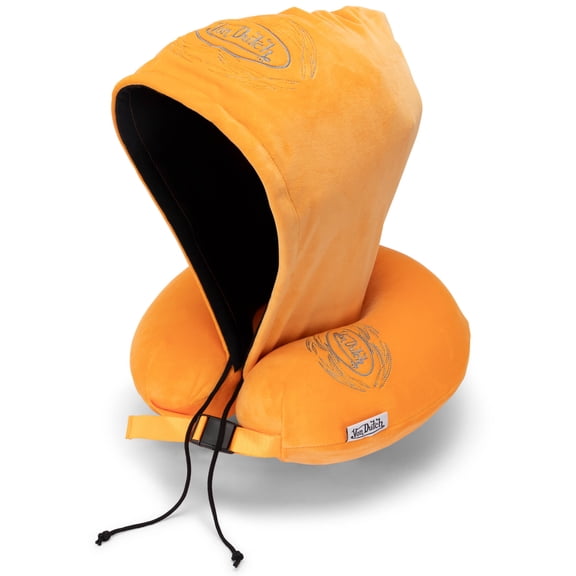 Von Dutch Orange Pinstripe Hooded Memory Foam Travel Neck Pillow