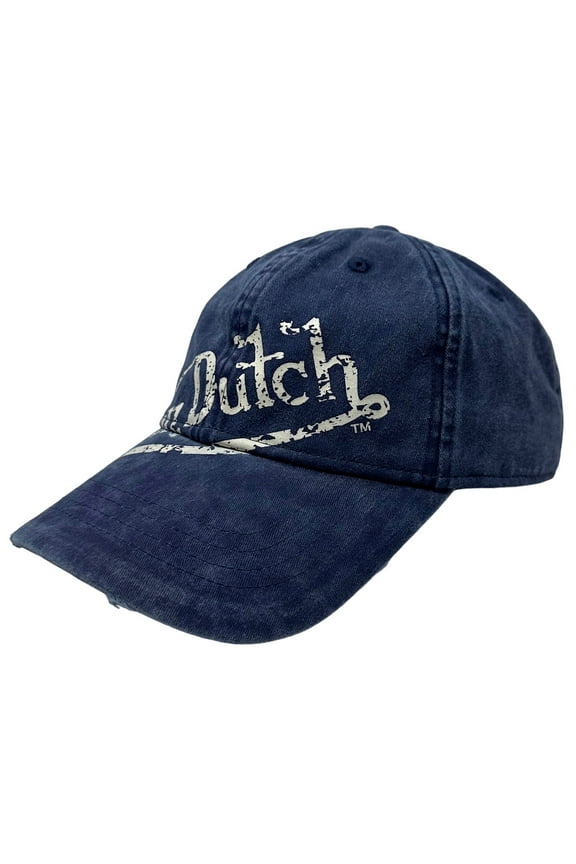 Strapback Hat Washed Blue Distressed Rips Unstructured Dad Cap