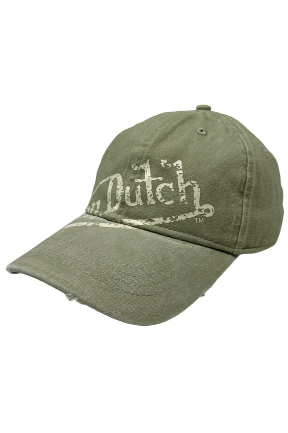 Strapback Hat Washed Green Sage Distressed Rips Unstructured Dad Cap