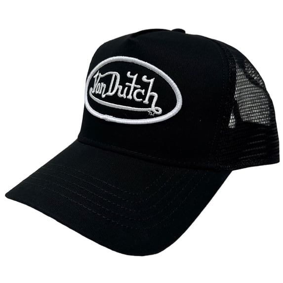 Von Dutch Trucker Hat Classic 51 Black Embroidered Logo Patch Snapback Cap