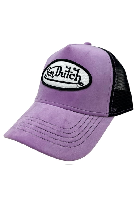 Trucker Hat Light Purple Velvet Embroidered Patch Logo Snapback Cap