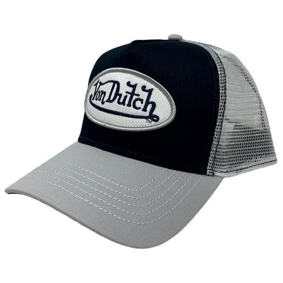 Von Dutch Trucker Hat Navy Silver Embroidered Logo Patch Snapback Mesh Cap