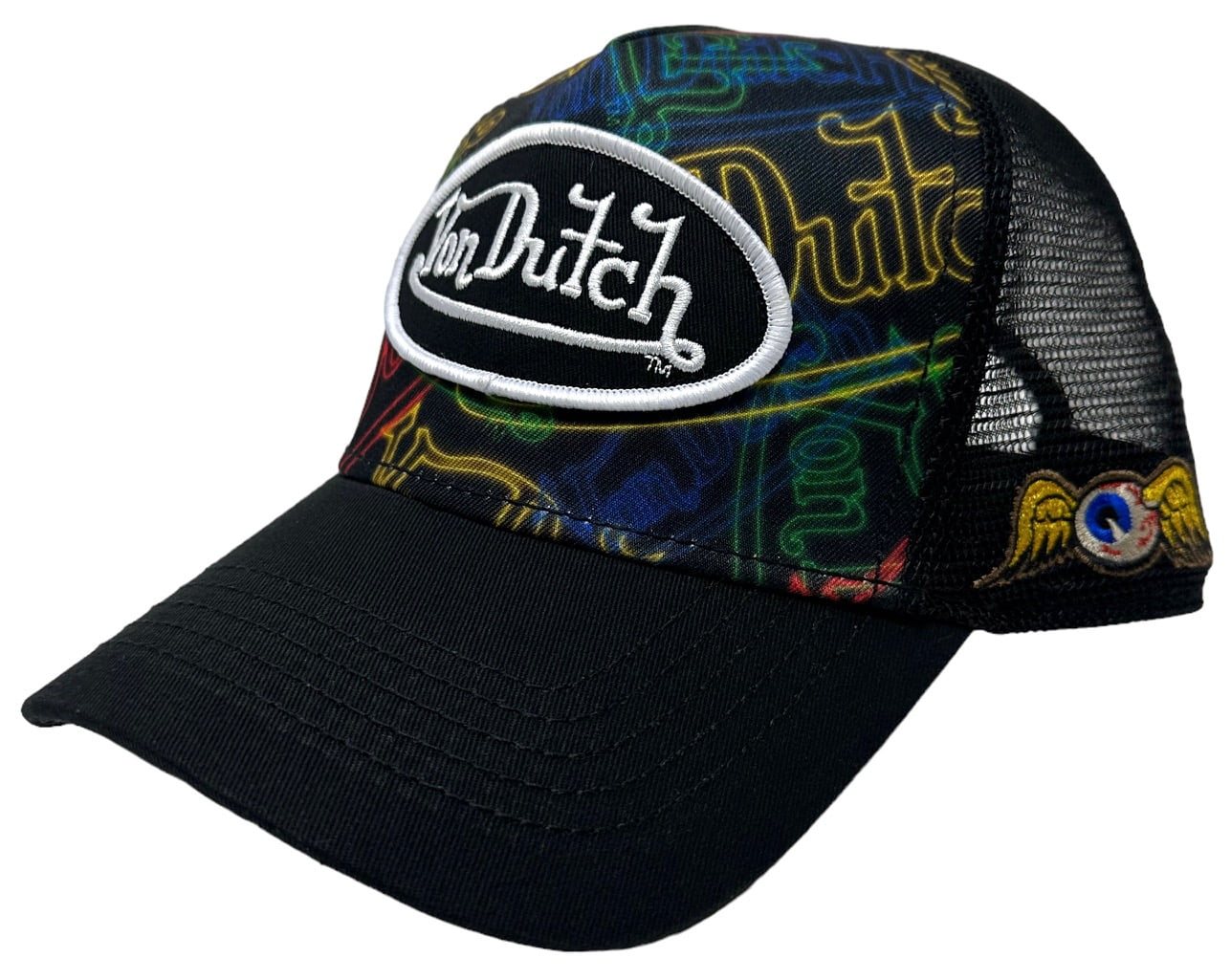 Von Dutch Trucker Hat Neon Black Embroidered Logo Jordan Ubuy
