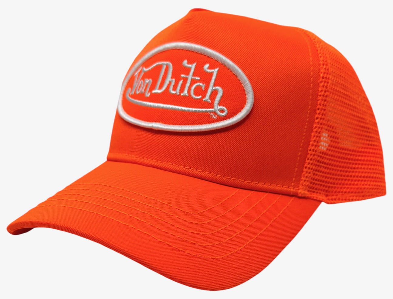 Von Dutch Trucker Hat Neon Orange Embroidered Logo Patch  display picture 3