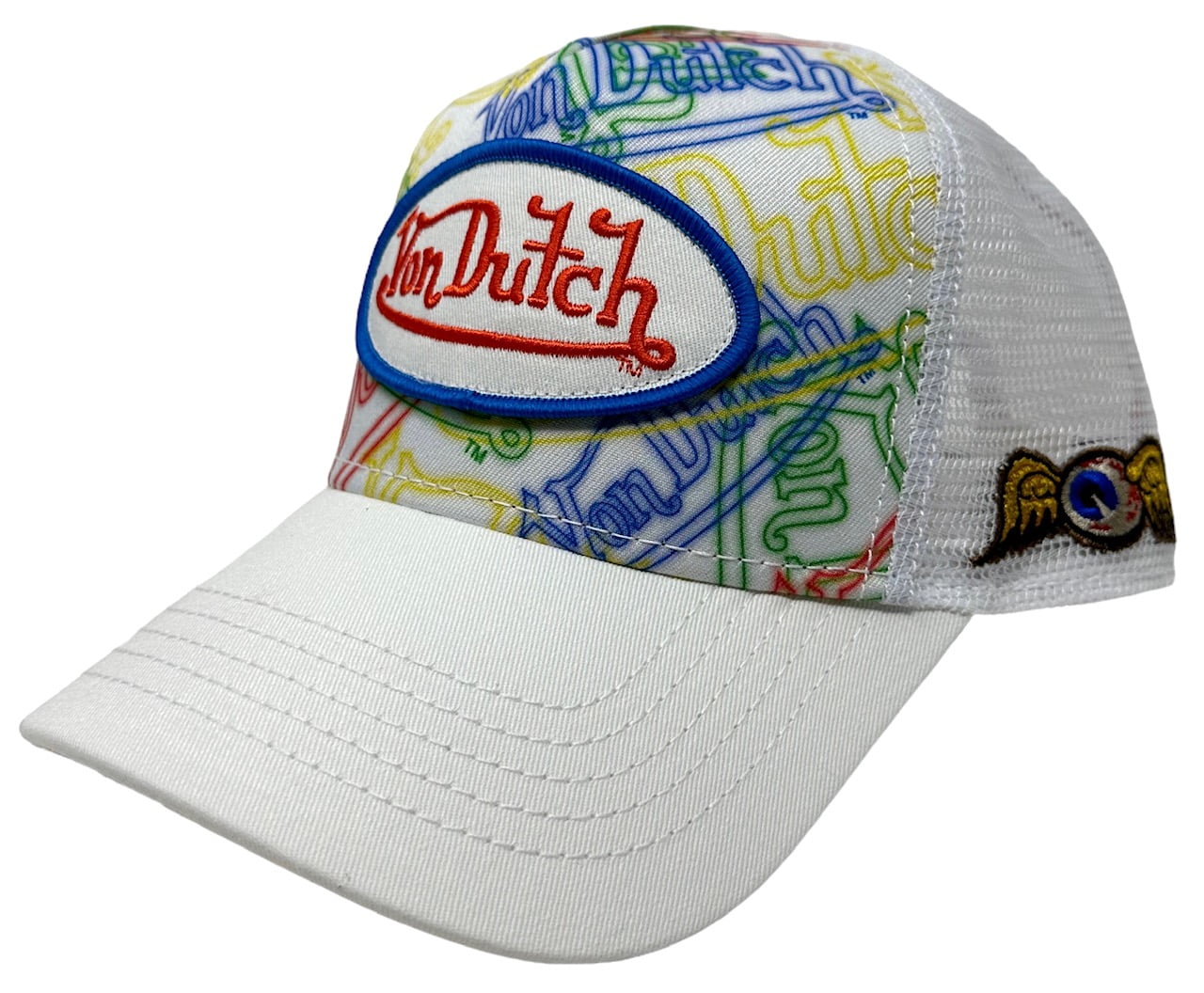 Von Dutch Trucker Hat Neon White Embroidered Logo Patch Snapback