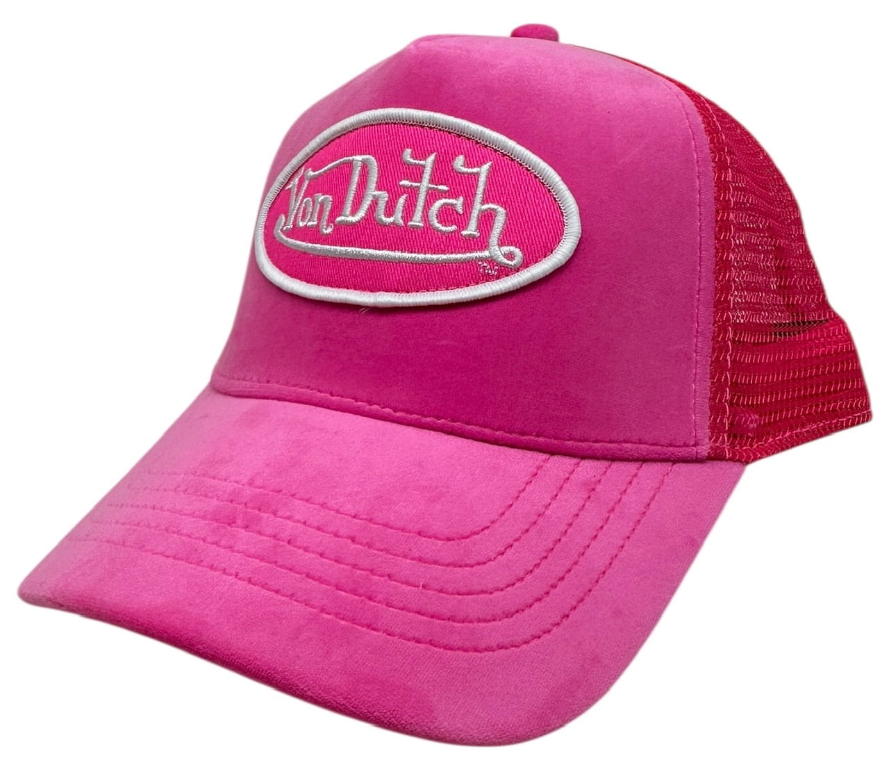 Von Dutch Pink Embroidered Logo Cap Vintage White and Baby Pink Von Dutch Cap / Von Dutch Cap  main image 3