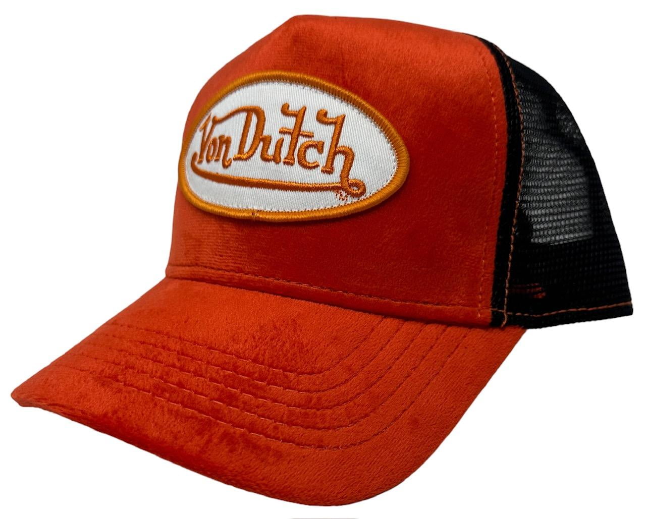 Von Dutch Trucker Hat Red Black Velvet Embroidered Logo Patch