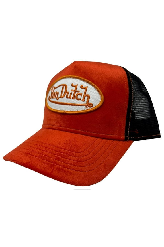 Trucker Hat Red & Black Velvet Embroidered Logo Patch Snapback Cap