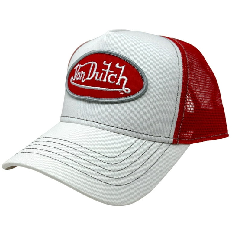 Von Dutch OG Trucker Cap White Red One size Women Men Base Cap Baseball Mesh Snapback Trucker Cotton